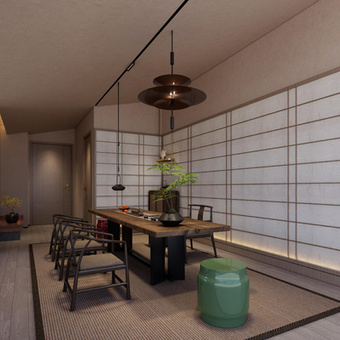 中式茶室su模型