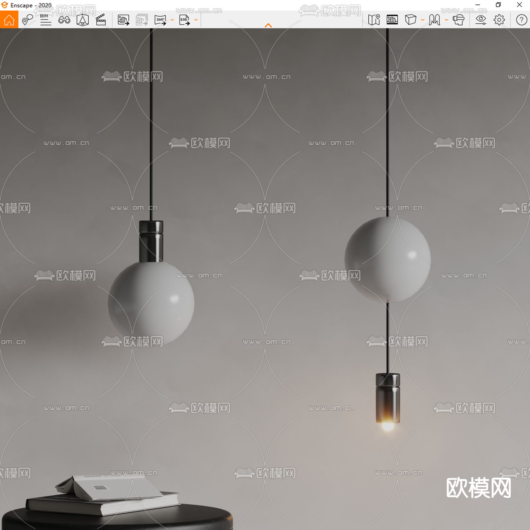 现代吊灯 极简吊灯su模型下载（渲染图3）