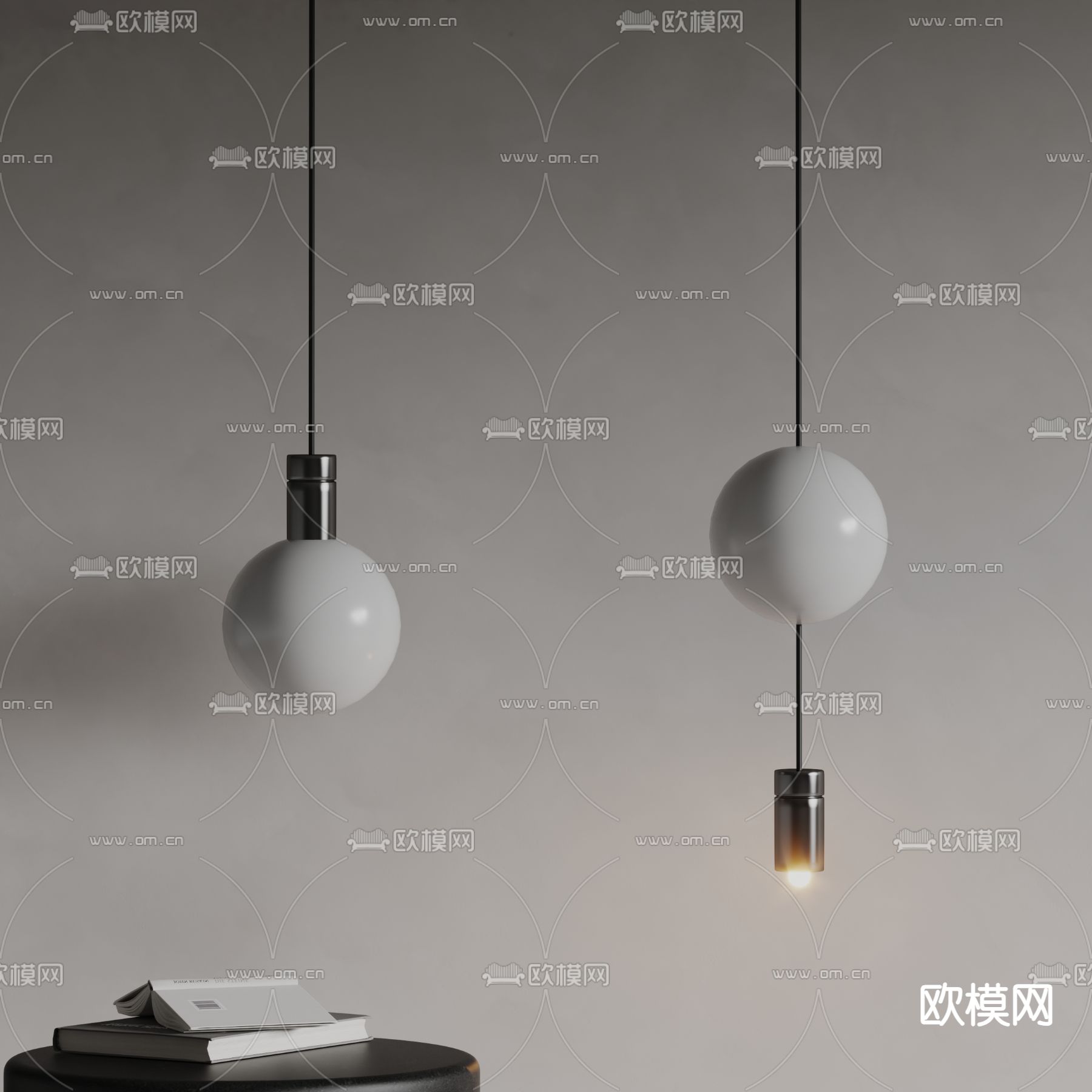 现代吊灯 极简吊灯su模型下载（渲染图1）