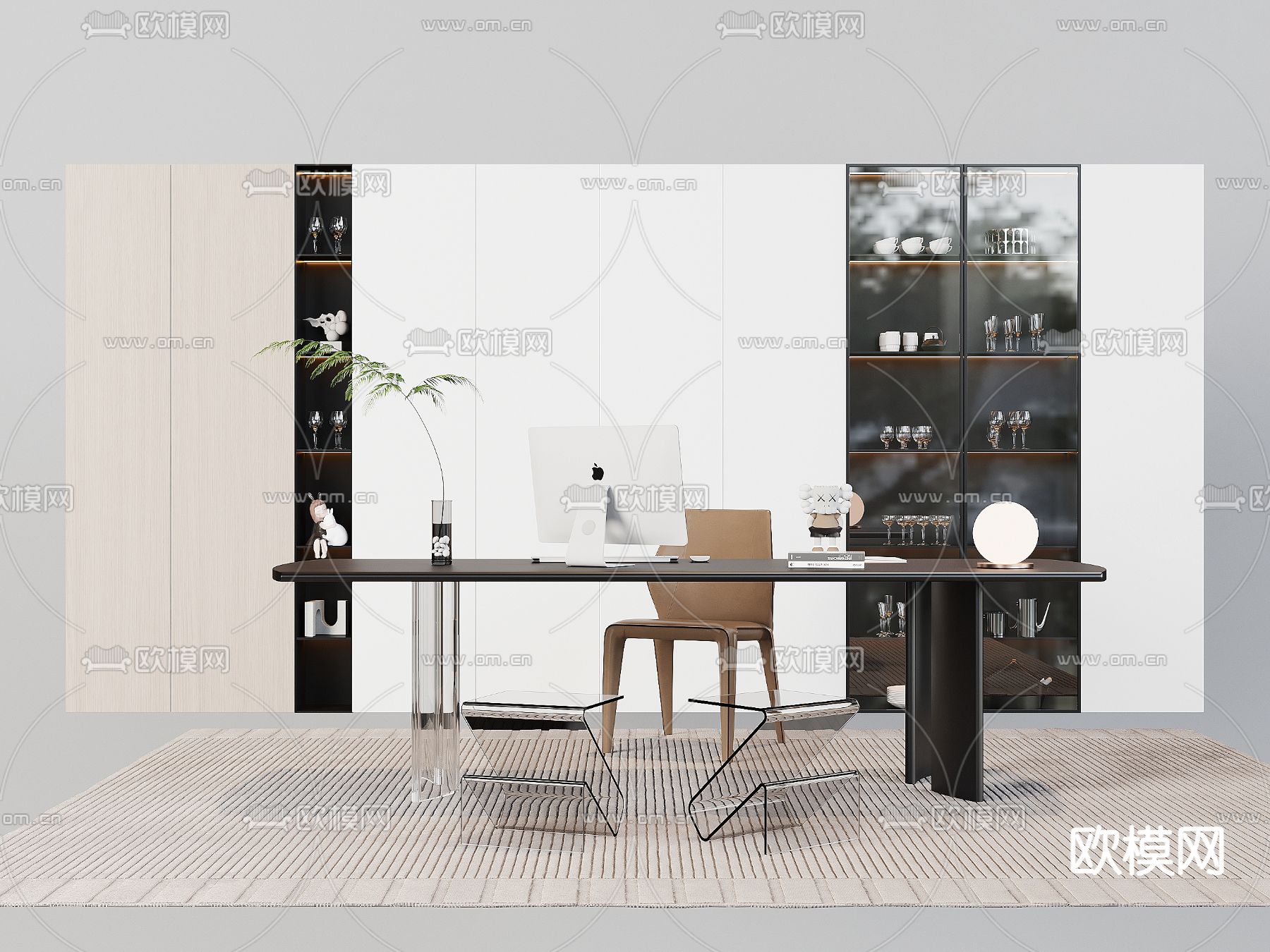 轻奢书桌 写字台 电脑桌3d模型下载