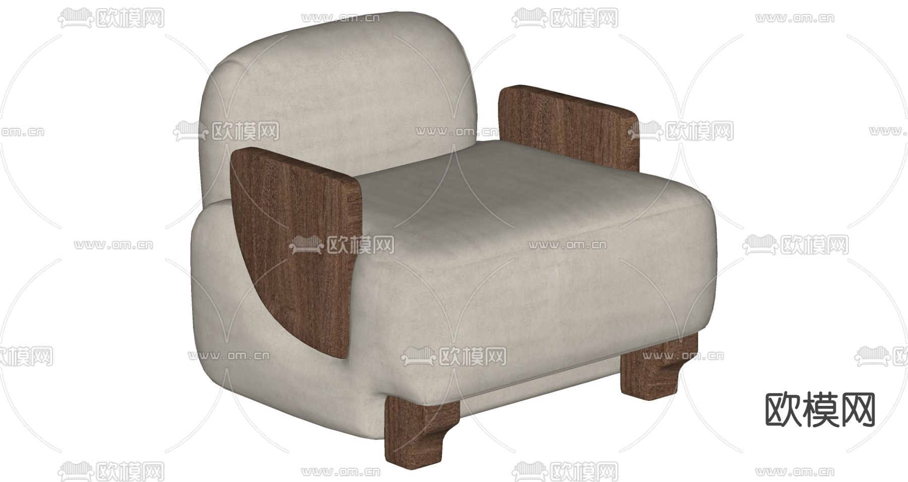 侘寂风沙发椅 单人沙发su模型下载（渲染图2）