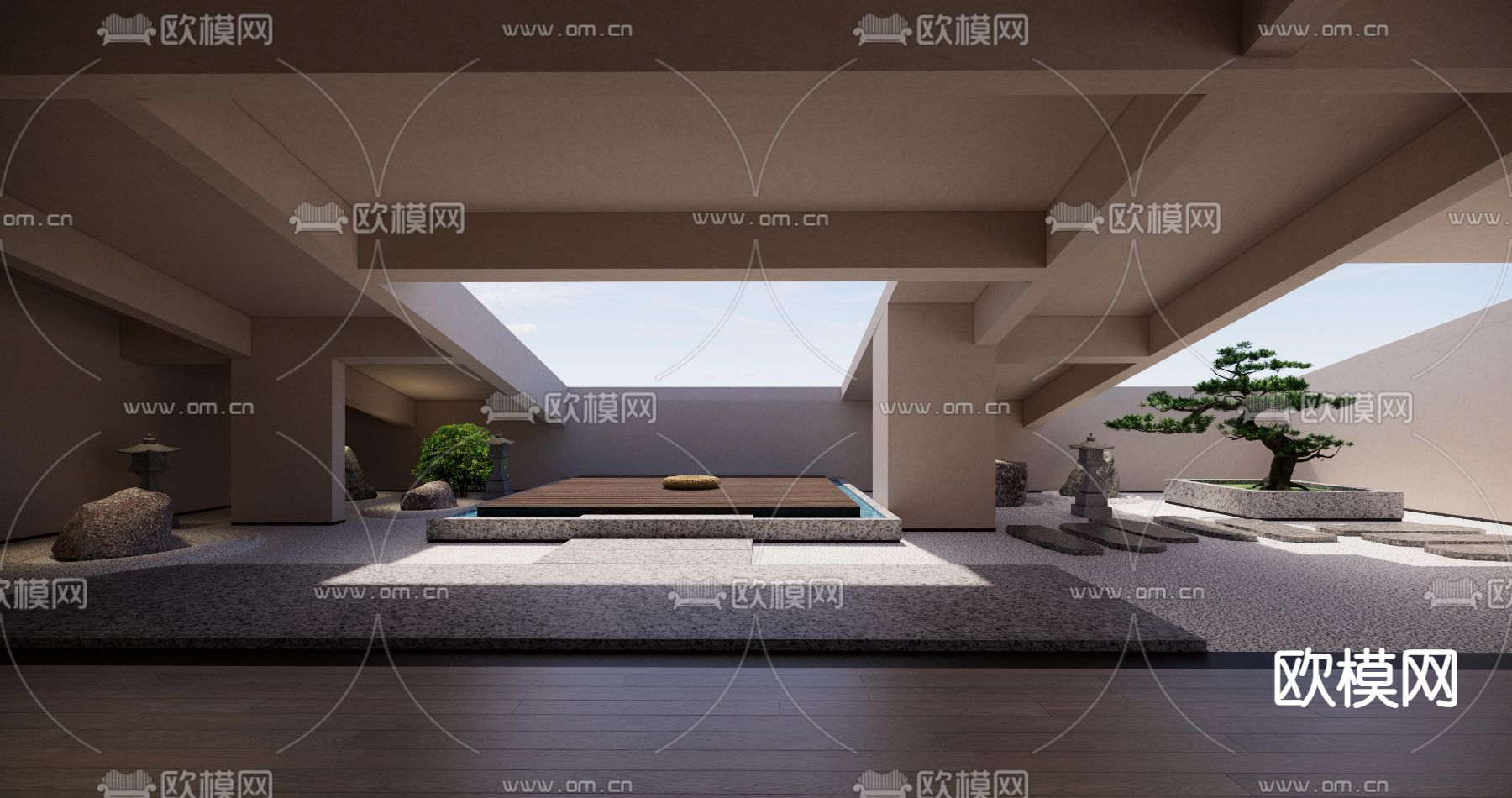 别墅阳台 庭院su模型下载（渲染图2）