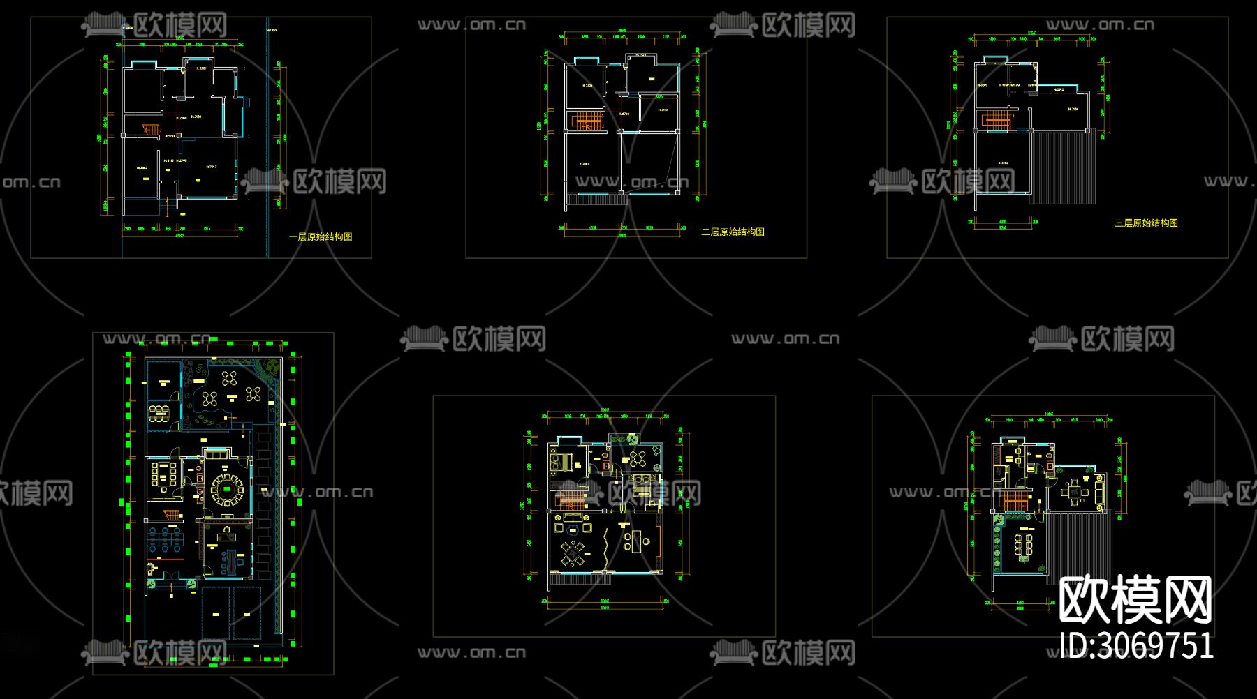 580㎡办公会所cad平面图下载（渲染图3）