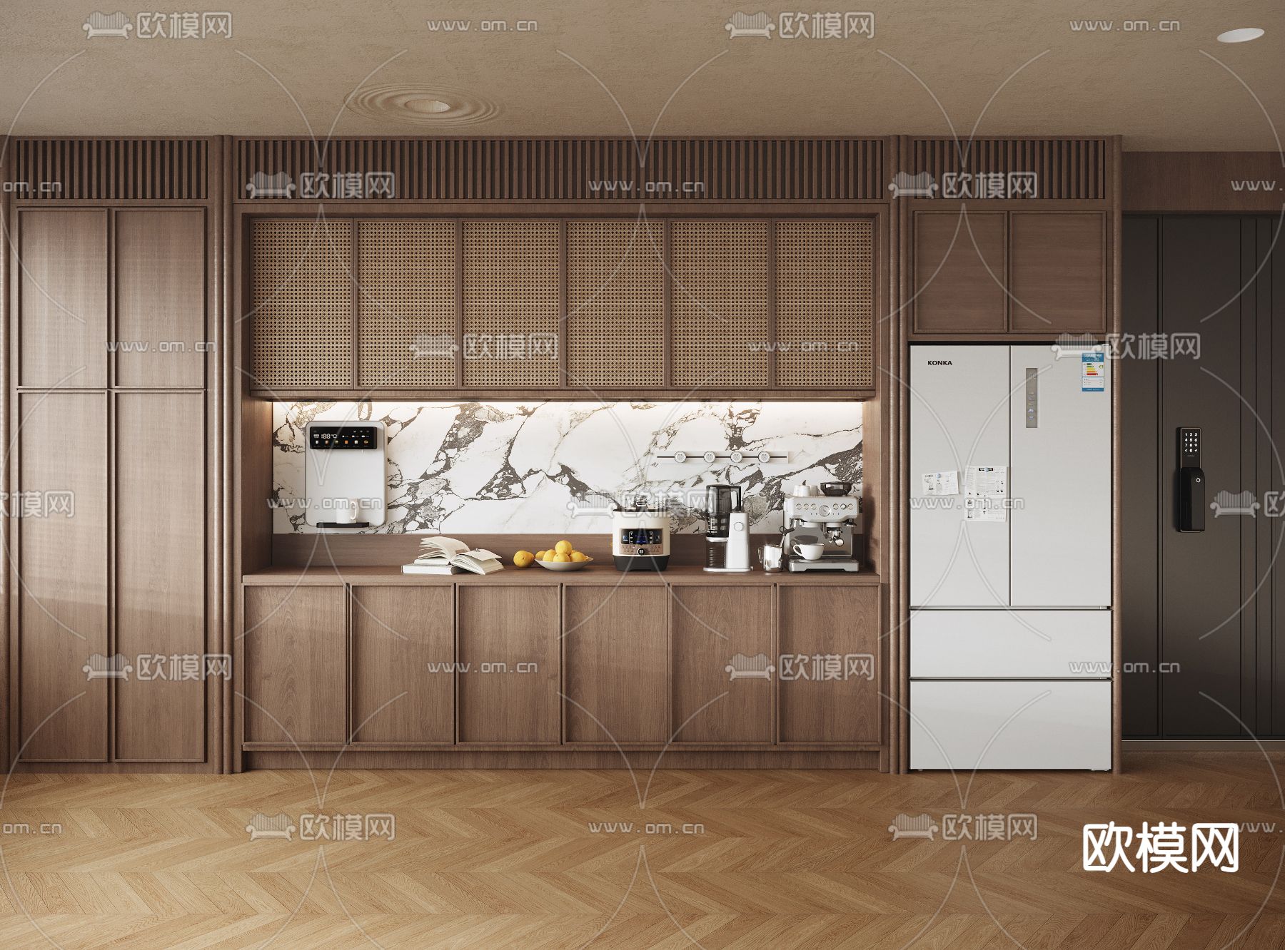 中古风餐边柜su模型下载（渲染图2）