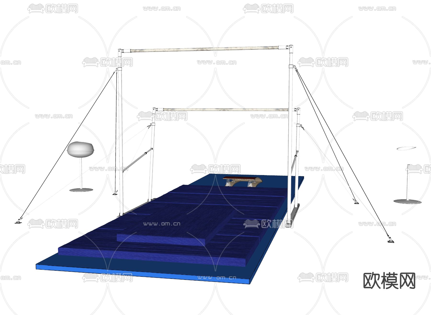 体操器械 高低杠su模型