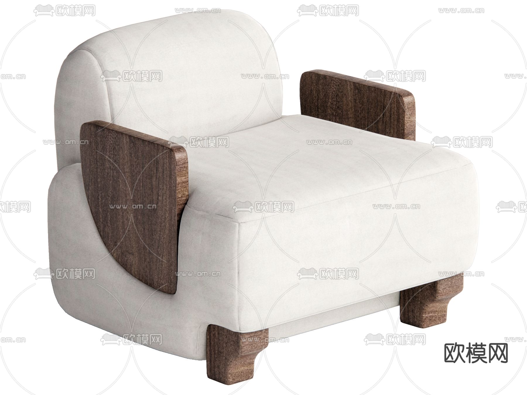 侘寂风沙发椅 单人沙发su模型下载（渲染图1）