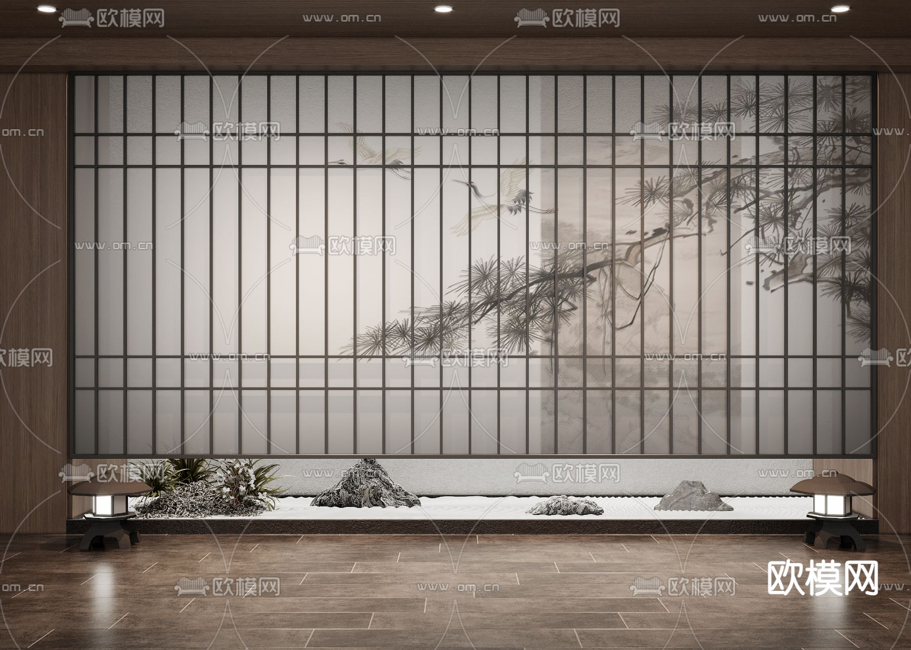 室内造景 杜邦纸屏风 景观墙3d模型下载