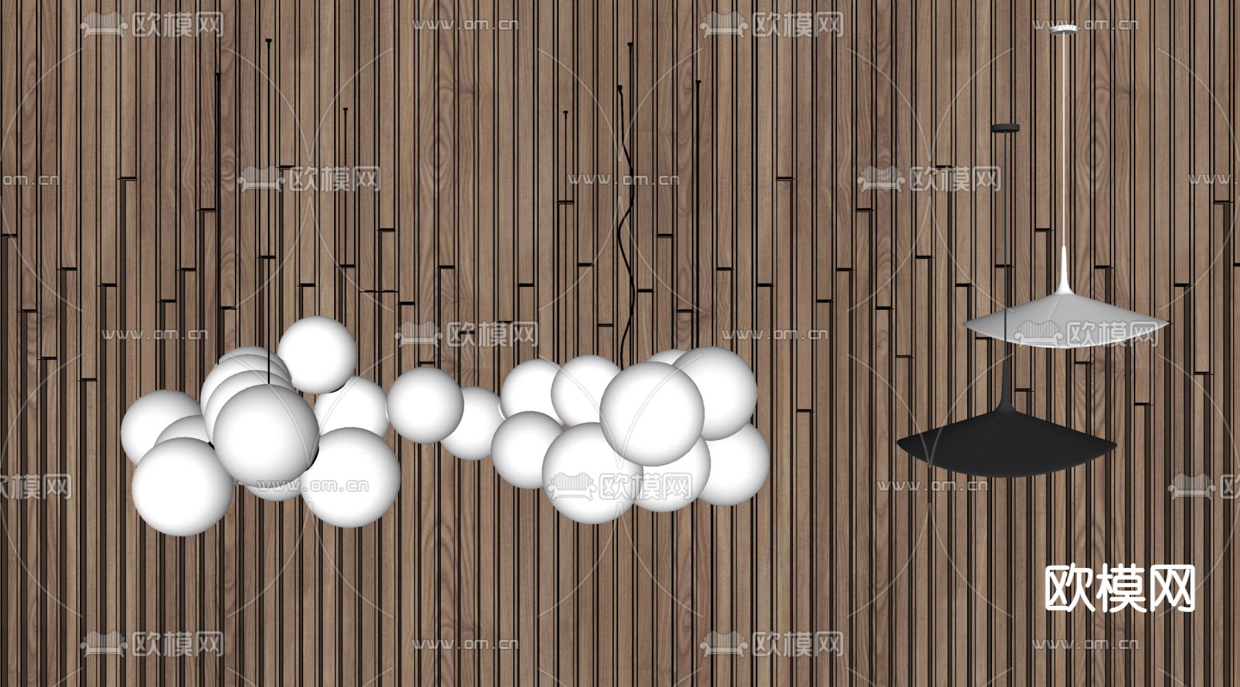 奶油风吊灯su模型下载（渲染图1）