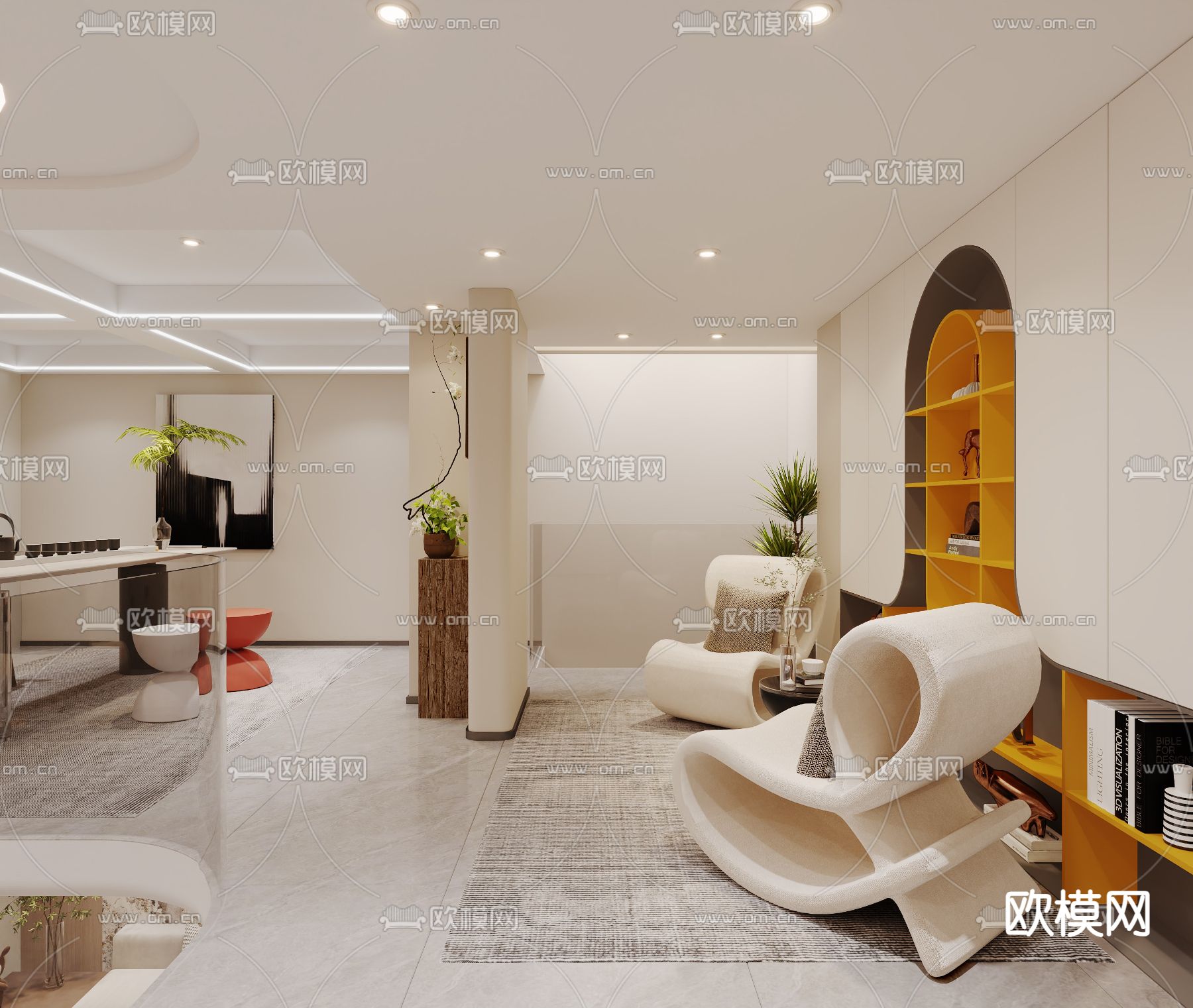 轻奢休闲室 品茶室 娱乐室3d模型下载（渲染图2）