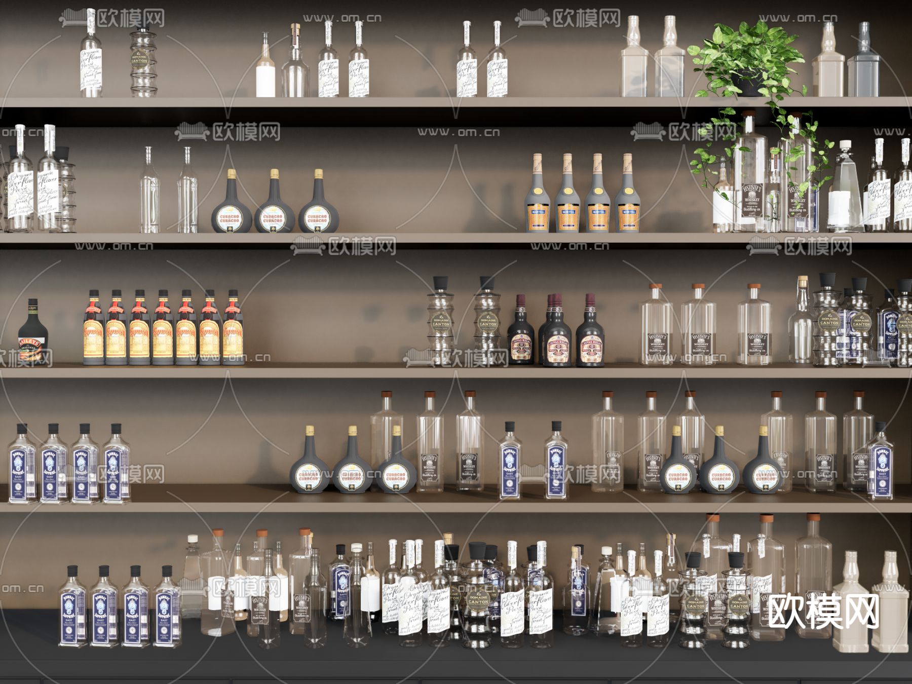 酒具 接待台 酒瓶酒杯su模型下载（渲染图1）