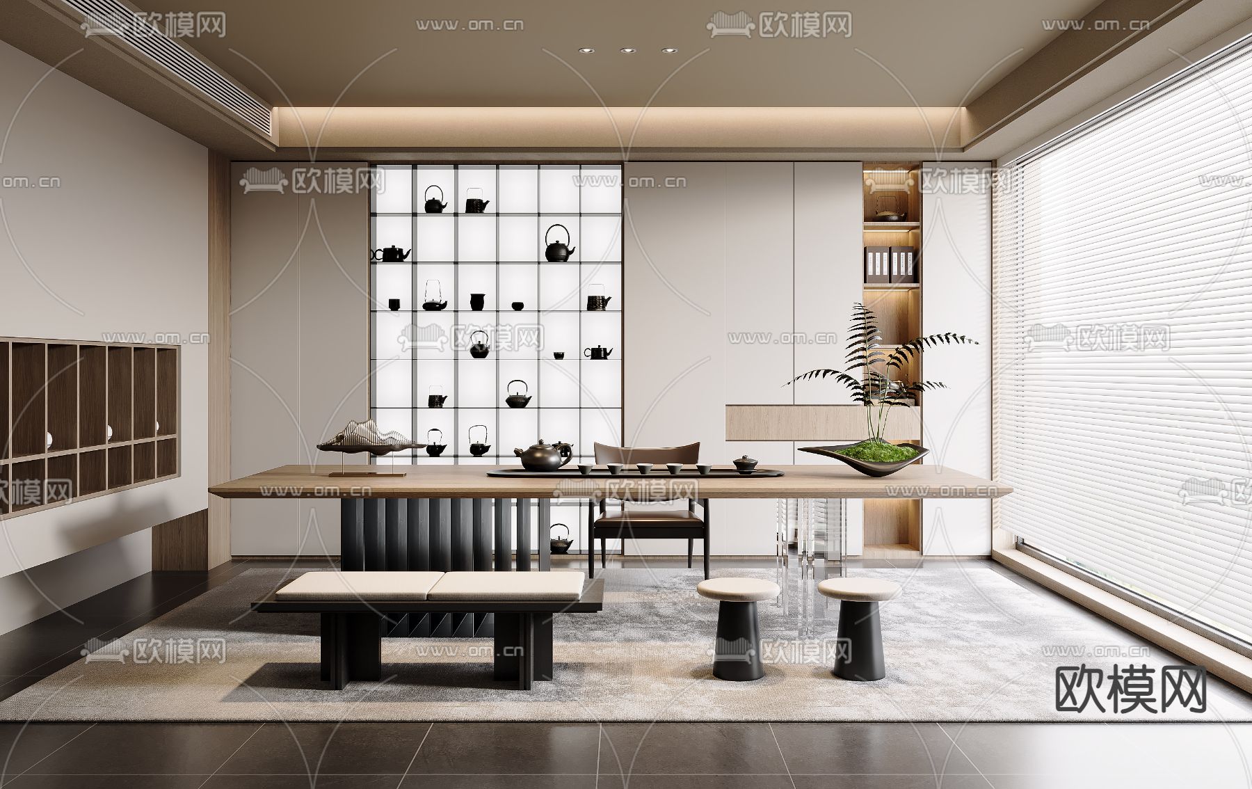 现代茶室3d模型下载