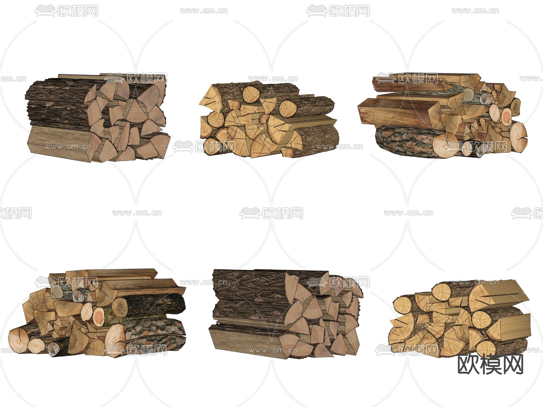 木柴 柴火堆 木柴堆 木棍 木头su模型下载（渲染图2）