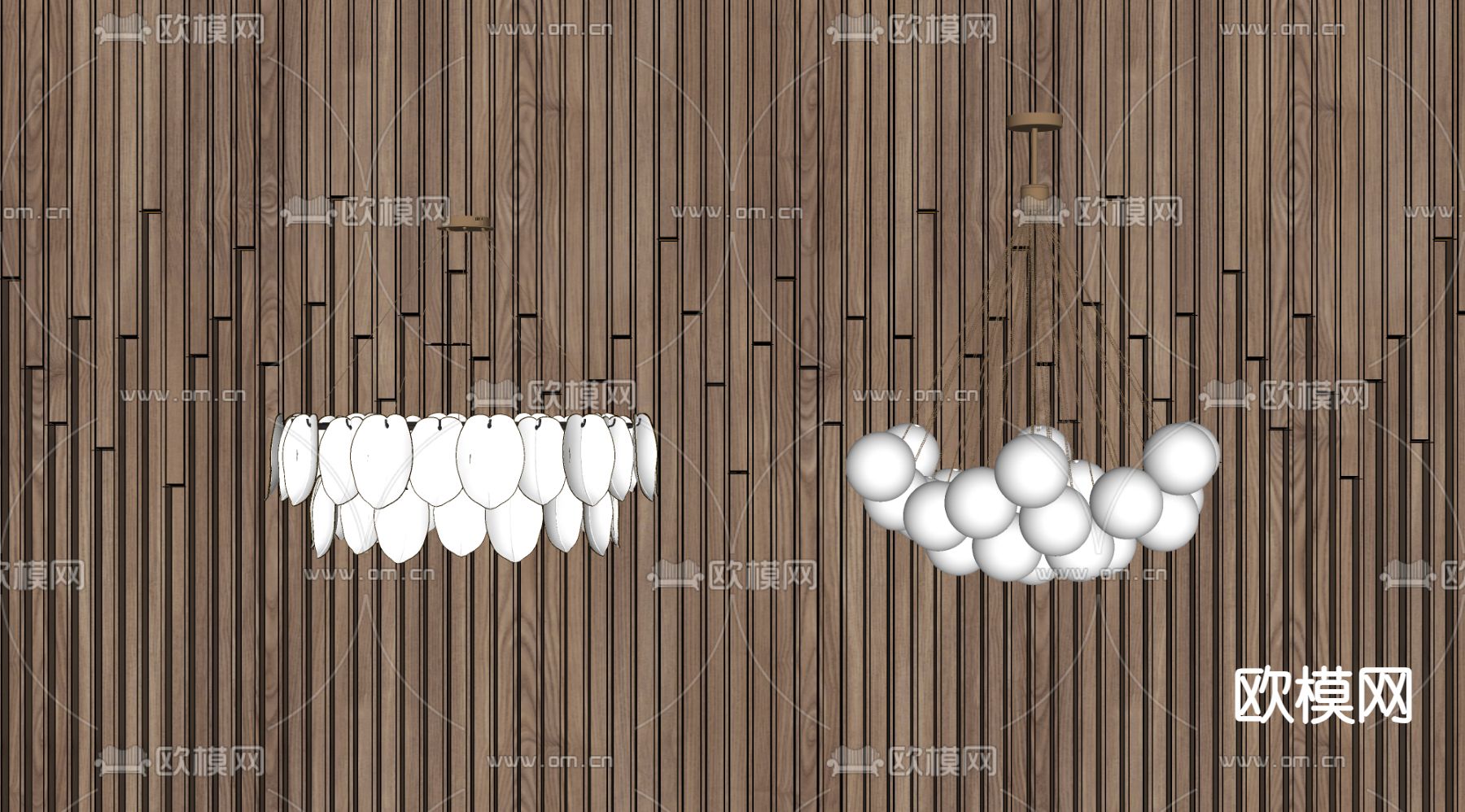 奶油风吊灯su模型下载（渲染图1）