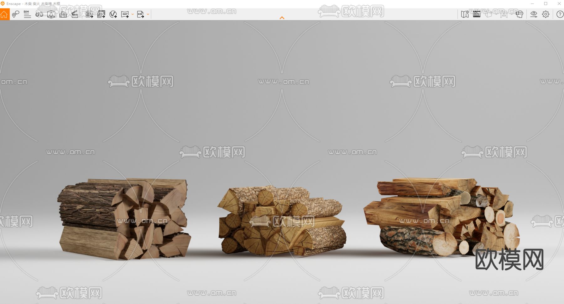木柴 柴火堆 木柴堆 木棍 木头su模型下载（渲染图4）