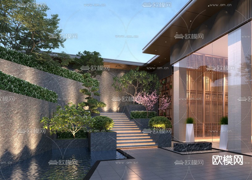 别墅花园 庭院景观3d模型下载