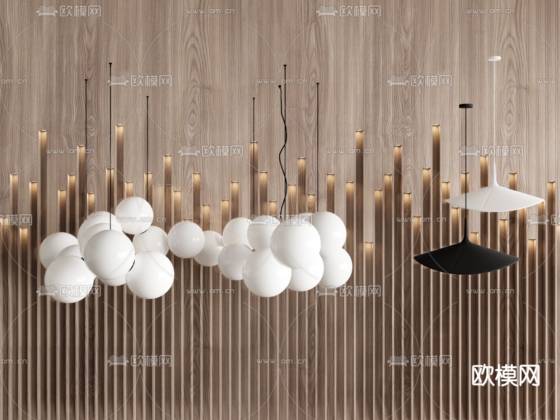 奶油风吊灯su模型下载（渲染图2）