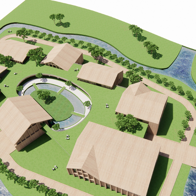  生态酒店建筑su模型 