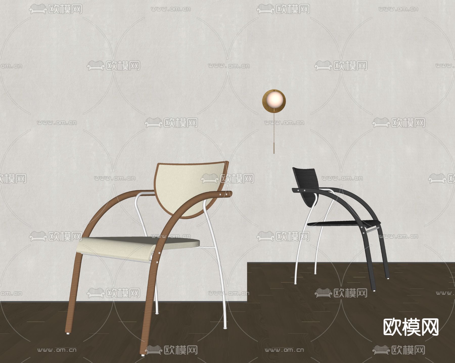 现代餐椅 单椅 书椅su模型下载（渲染图3）