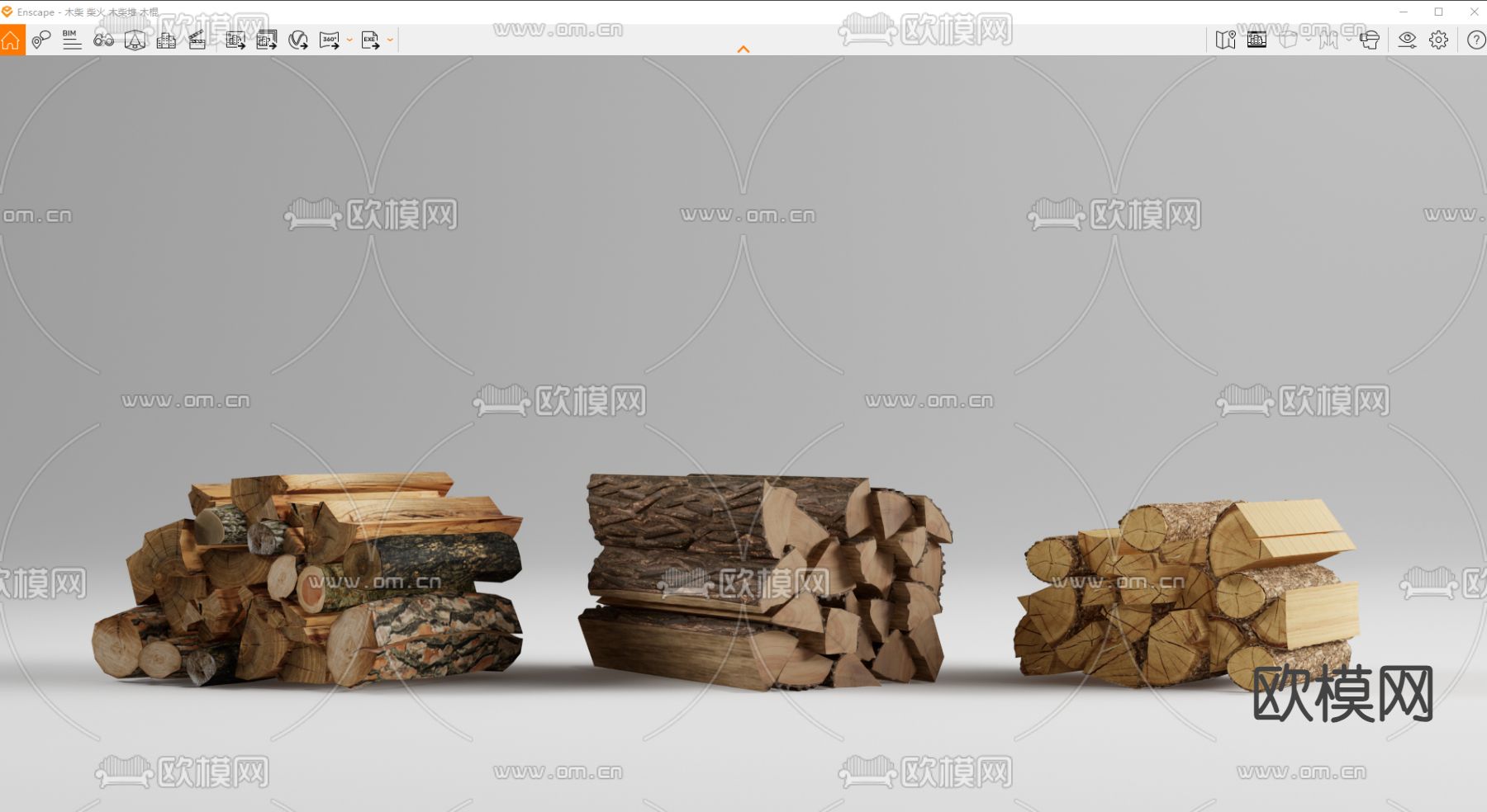 木柴 柴火堆 木柴堆 木棍 木头su模型下载（渲染图3）