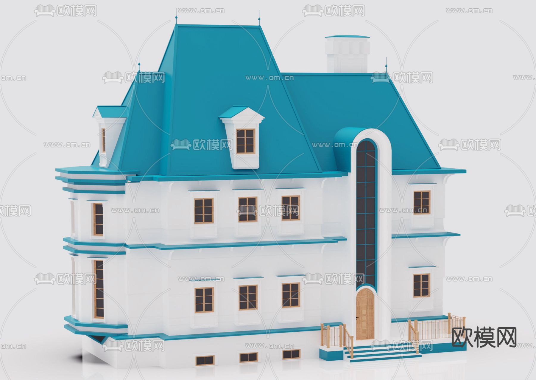 欧式别墅 城堡构件3d模型下载（渲染图2）