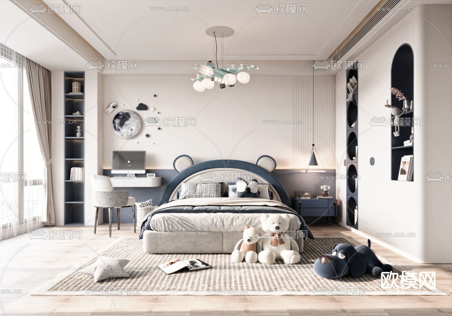 儿童房 男孩房 小孩房卧室3d模型下载