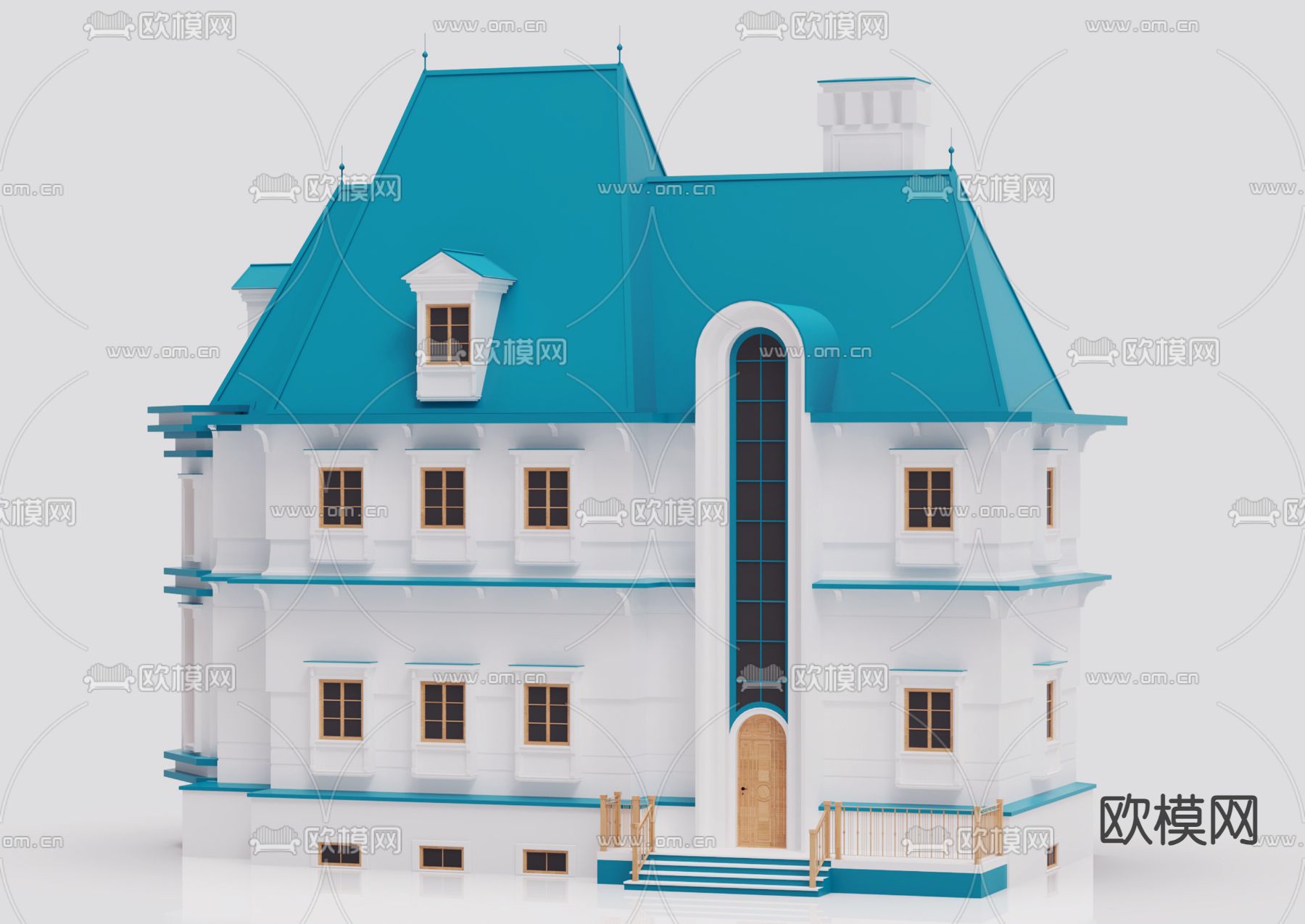 欧式别墅 城堡构件3d模型下载（渲染图1）