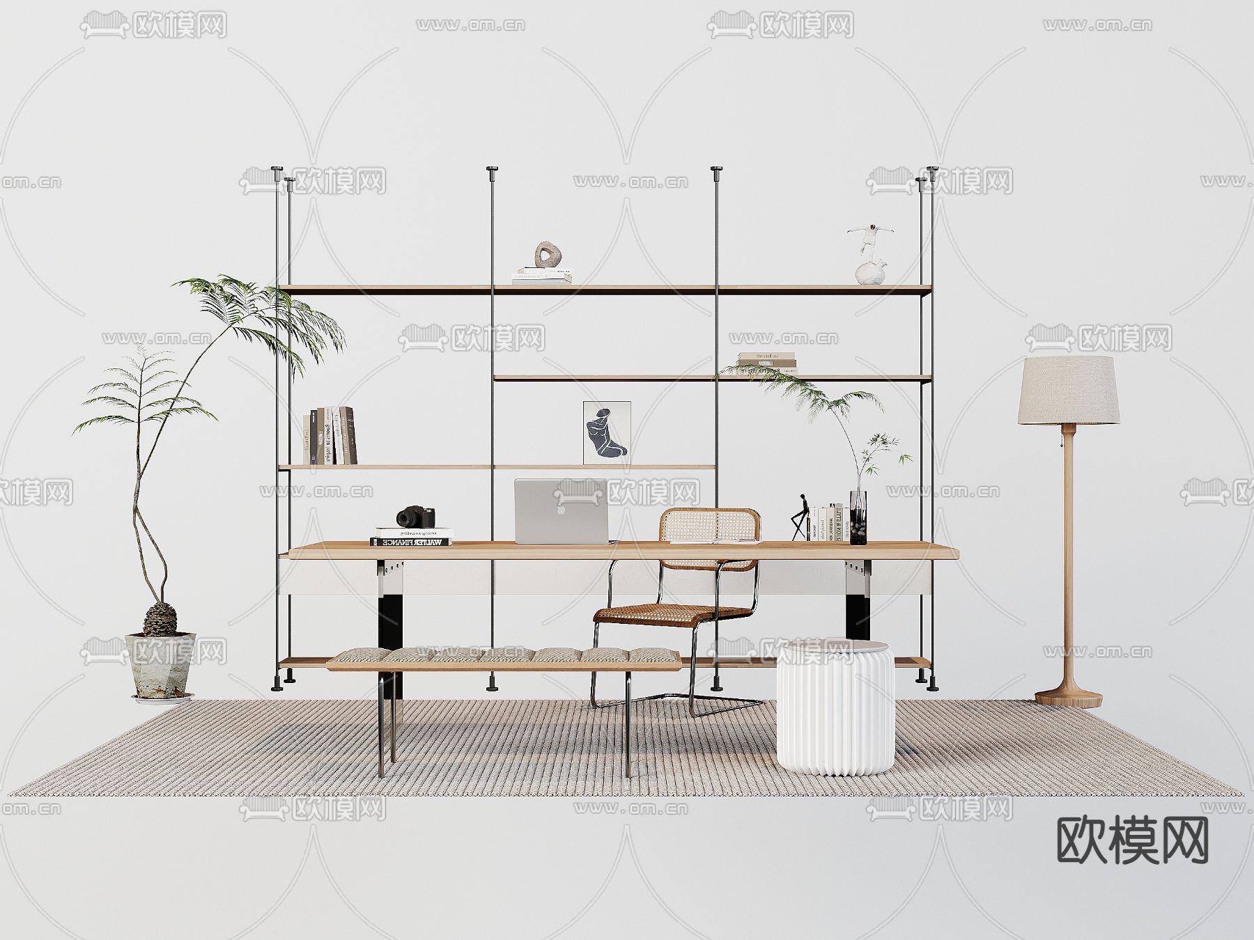 现代书桌 写字台 电脑桌3d模型下载