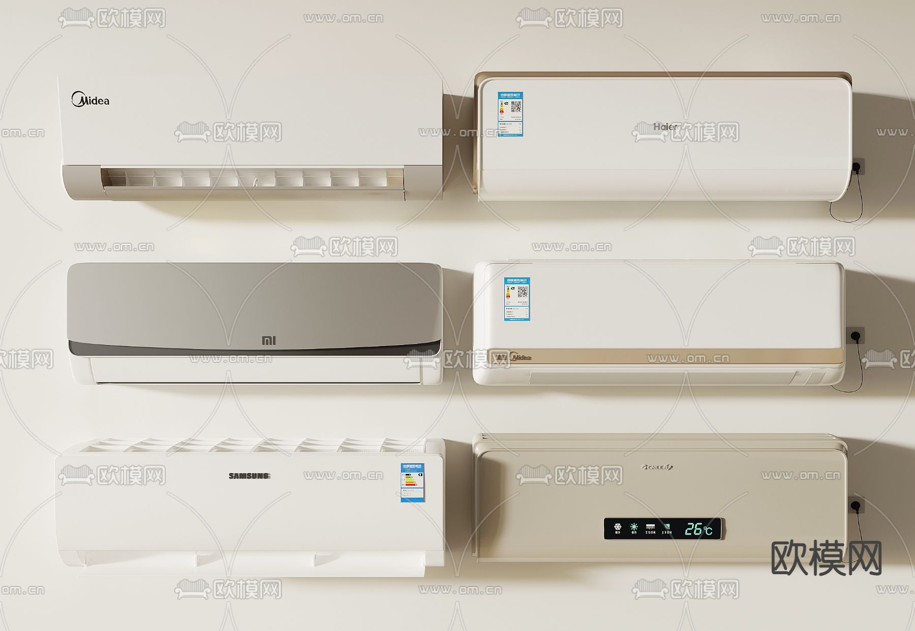 壁挂式空调su模型下载（渲染图1）