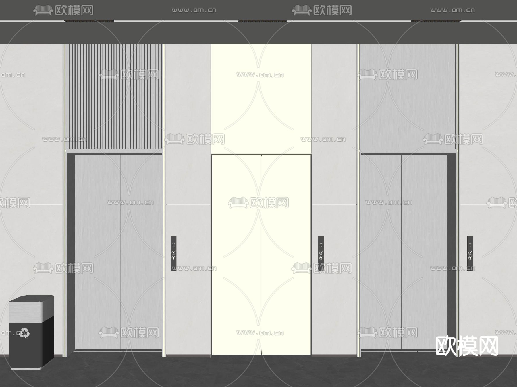 电梯门 电梯间su模型下载（渲染图1）