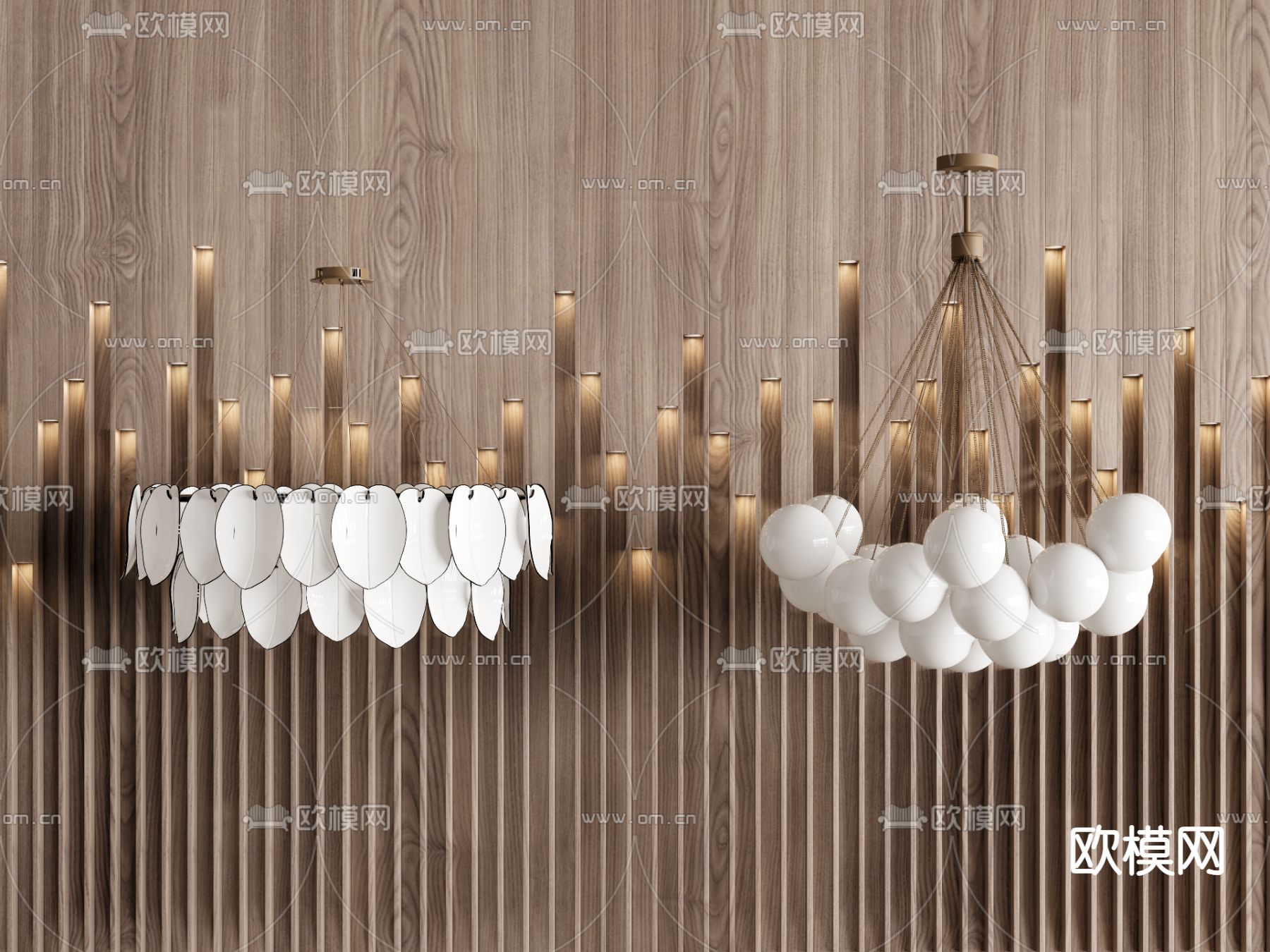 奶油风吊灯su模型下载（渲染图2）