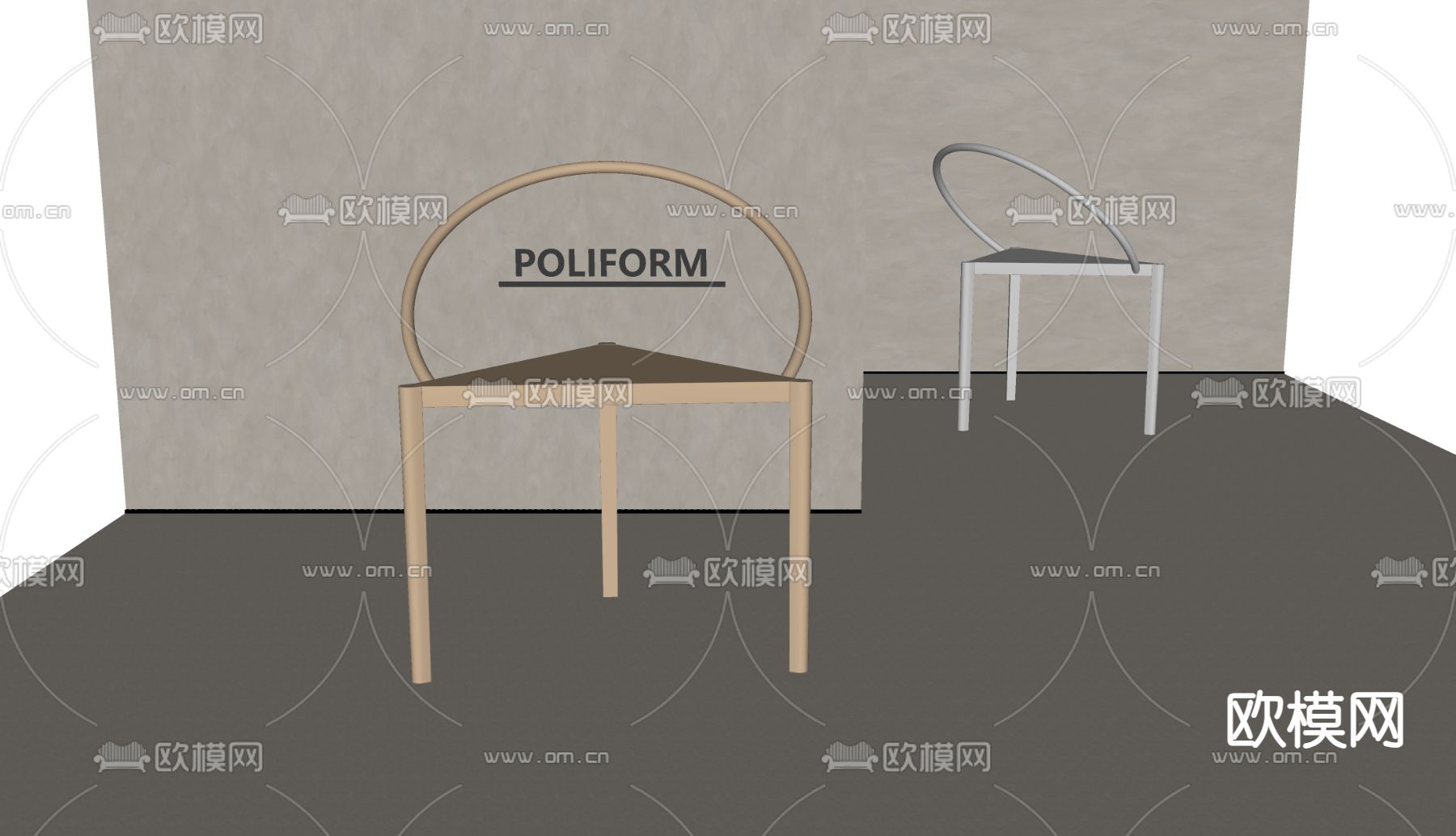 金属椅子 简约椅子 休闲椅su模型下载（渲染图2）
