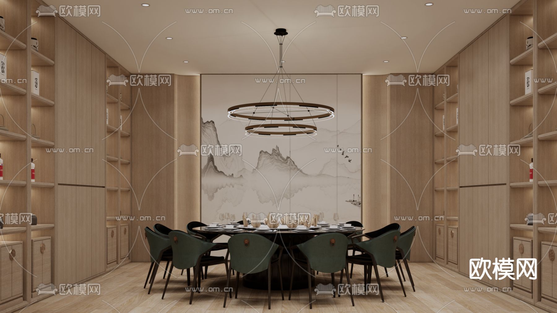 中餐厅包房 包间 包厢su模型下载（渲染图1）