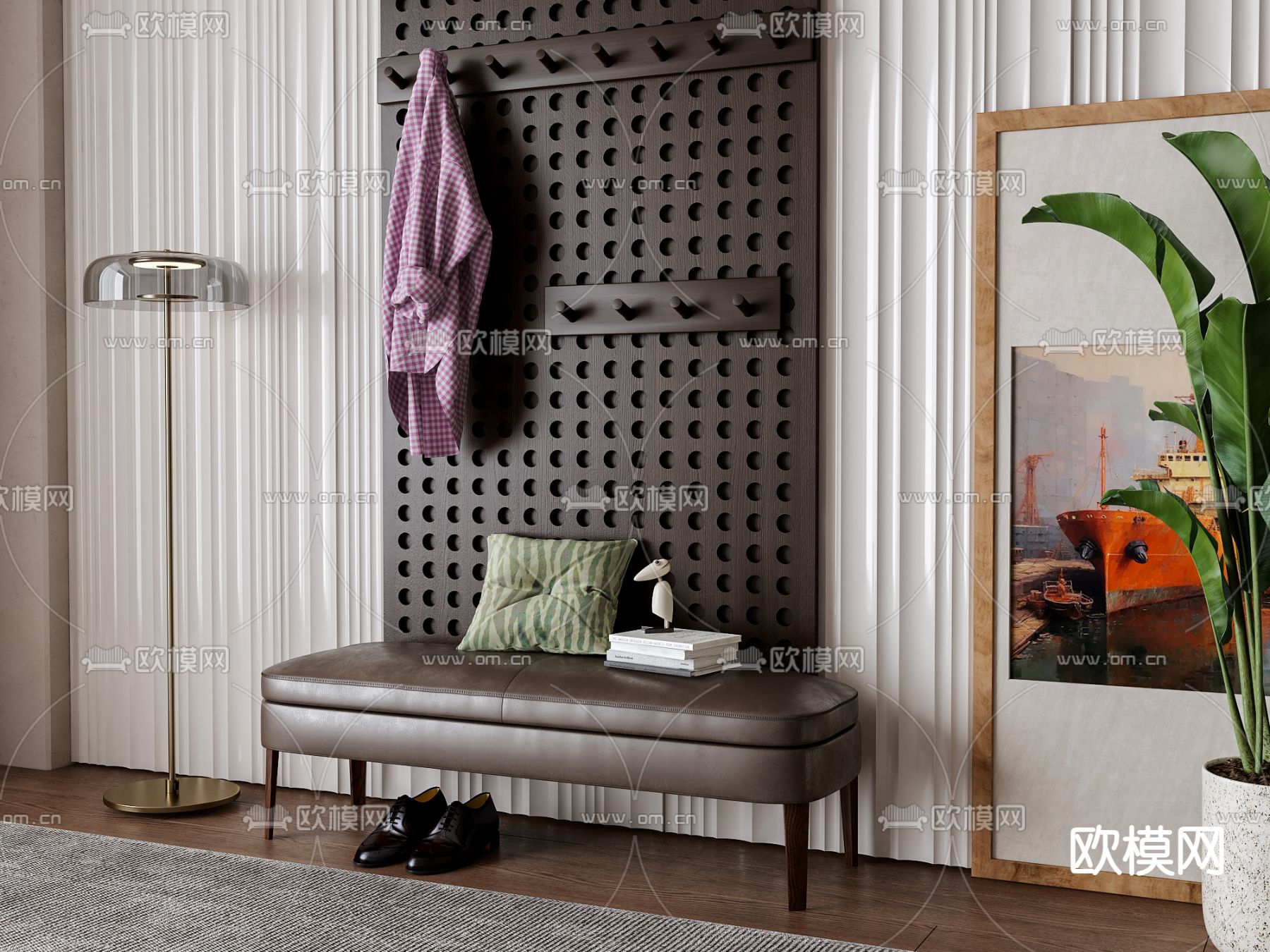 中古风凳子 沙发凳 换鞋凳3d模型下载