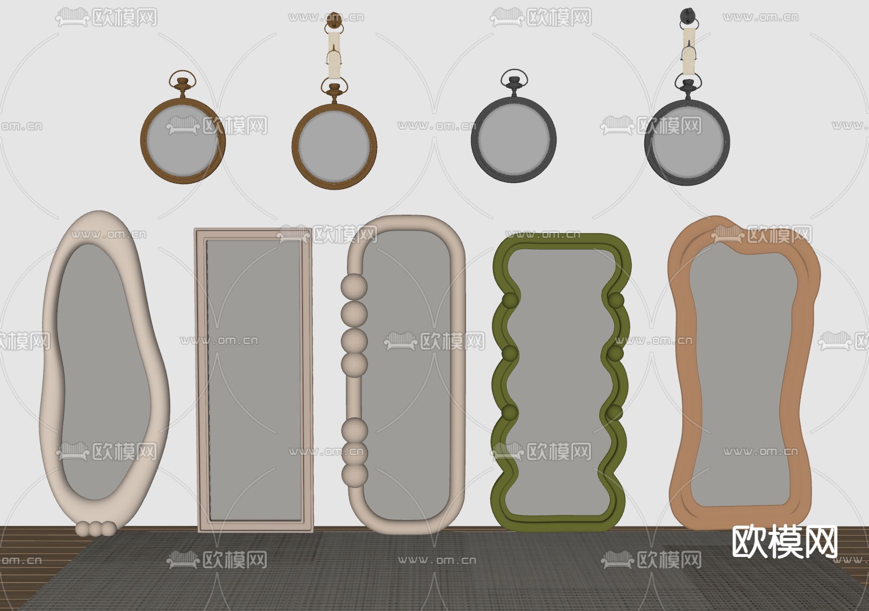 镜子 全身镜 穿衣镜 异形镜子 装饰镜su模型下载（渲染图2）