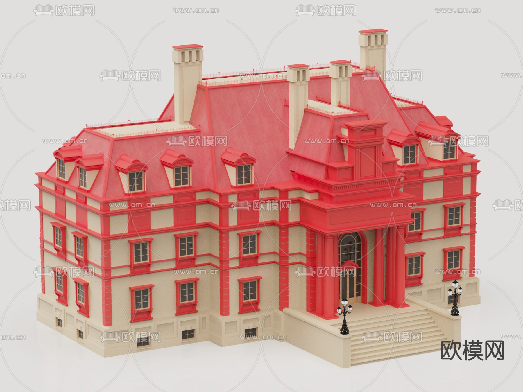 欧式别墅 城堡构件3d模型下载（渲染图2）