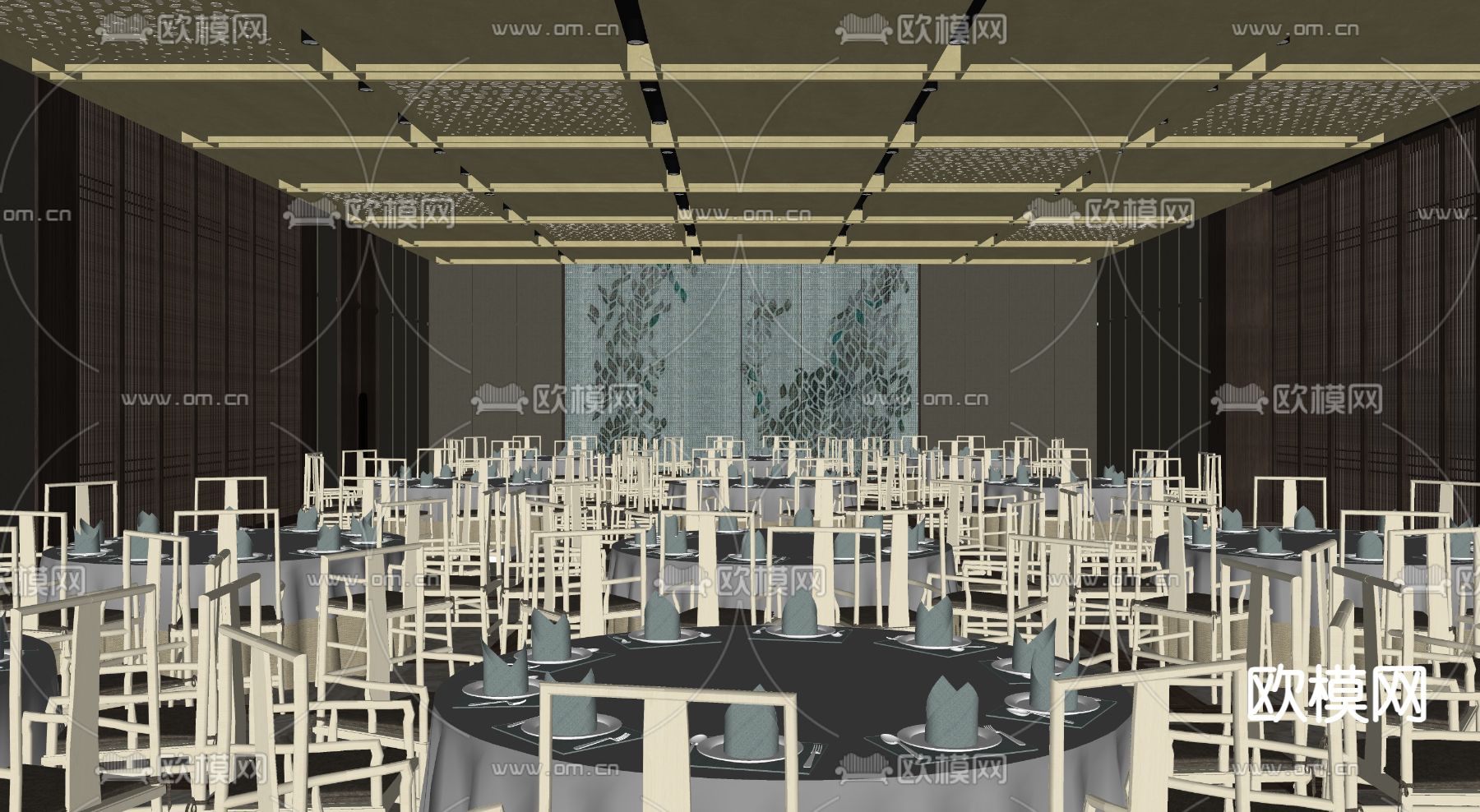 婚礼场地 宴会厅su模型下载（渲染图3）