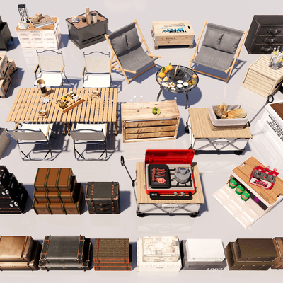  现代收纳箱 皮箱 皮革箱子su模型 