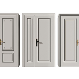 简欧双开门 入户门 子母门su模型