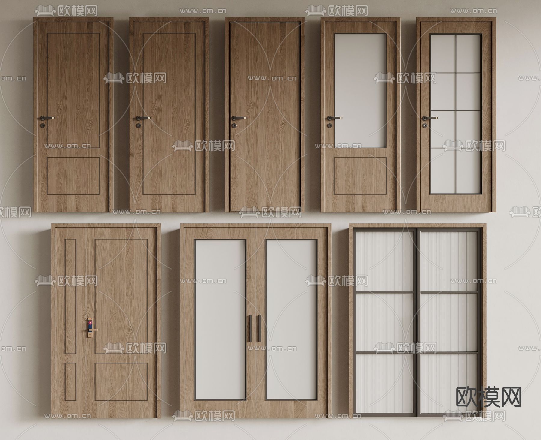 侘寂风木门 推拉门 入户门 子母门su模型下载（渲染图1）