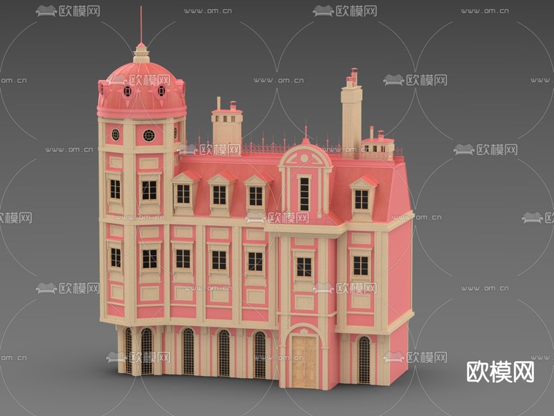 欧式别墅 城堡构件3d模型下载(渲染图2)