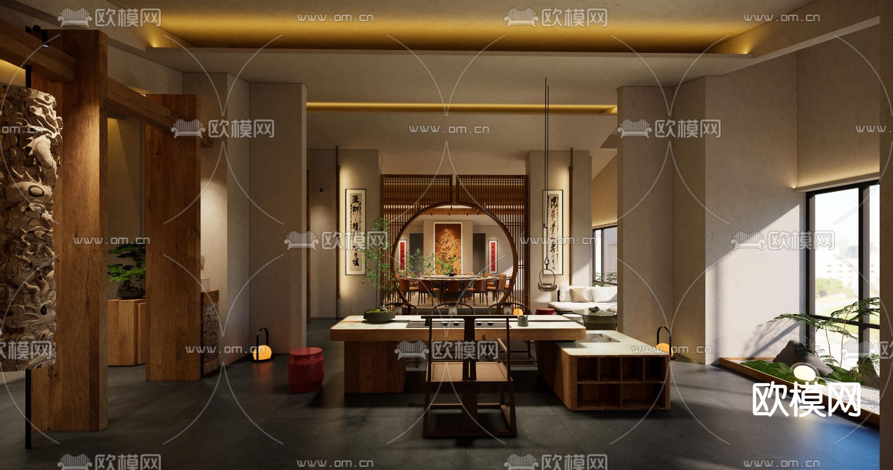 中式餐厅包房su模型下载（渲染图3）
