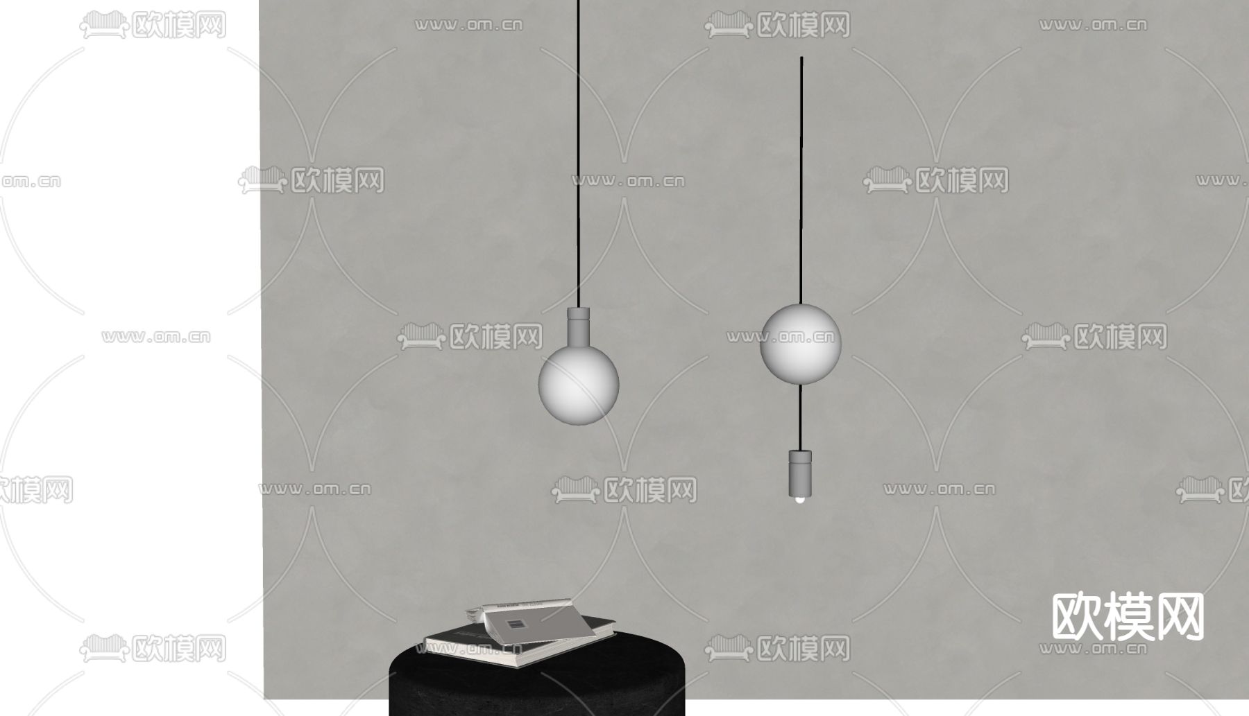 现代吊灯 极简吊灯su模型下载（渲染图2）