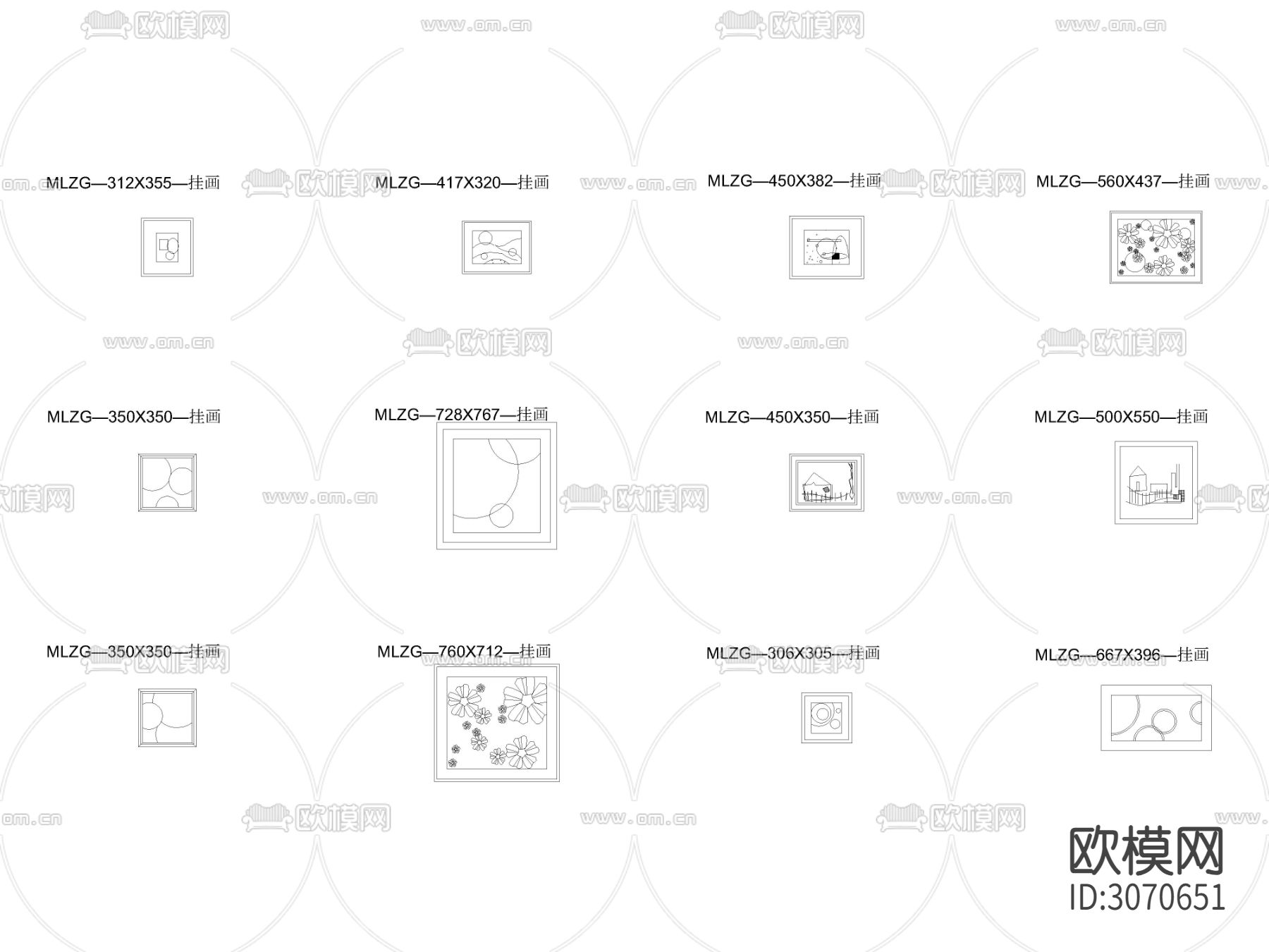 儿童房挂画立面cad图库下载（渲染图1）