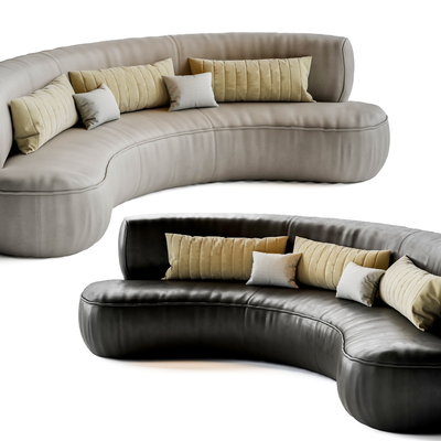 现代多人沙发 弧形沙发su模型