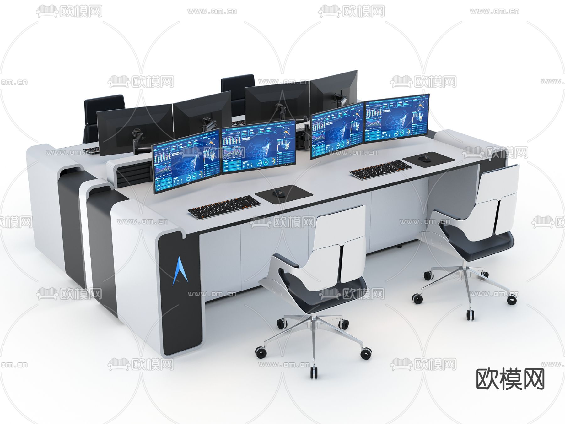 卡位办公桌 金融桌 指挥台3d模型下载