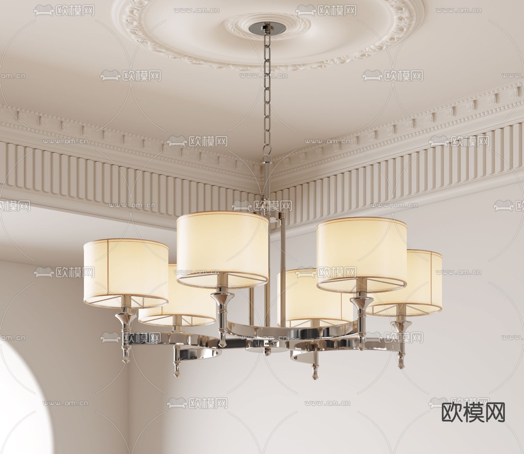 法式多头吊灯su模型下载（渲染图2）