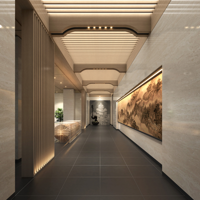  酒店过道su模型 