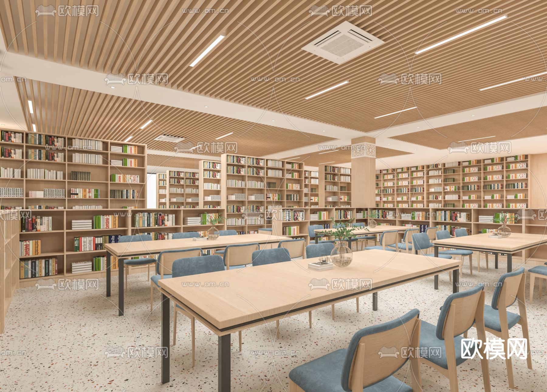 现代图书馆su模型下载（渲染图2）