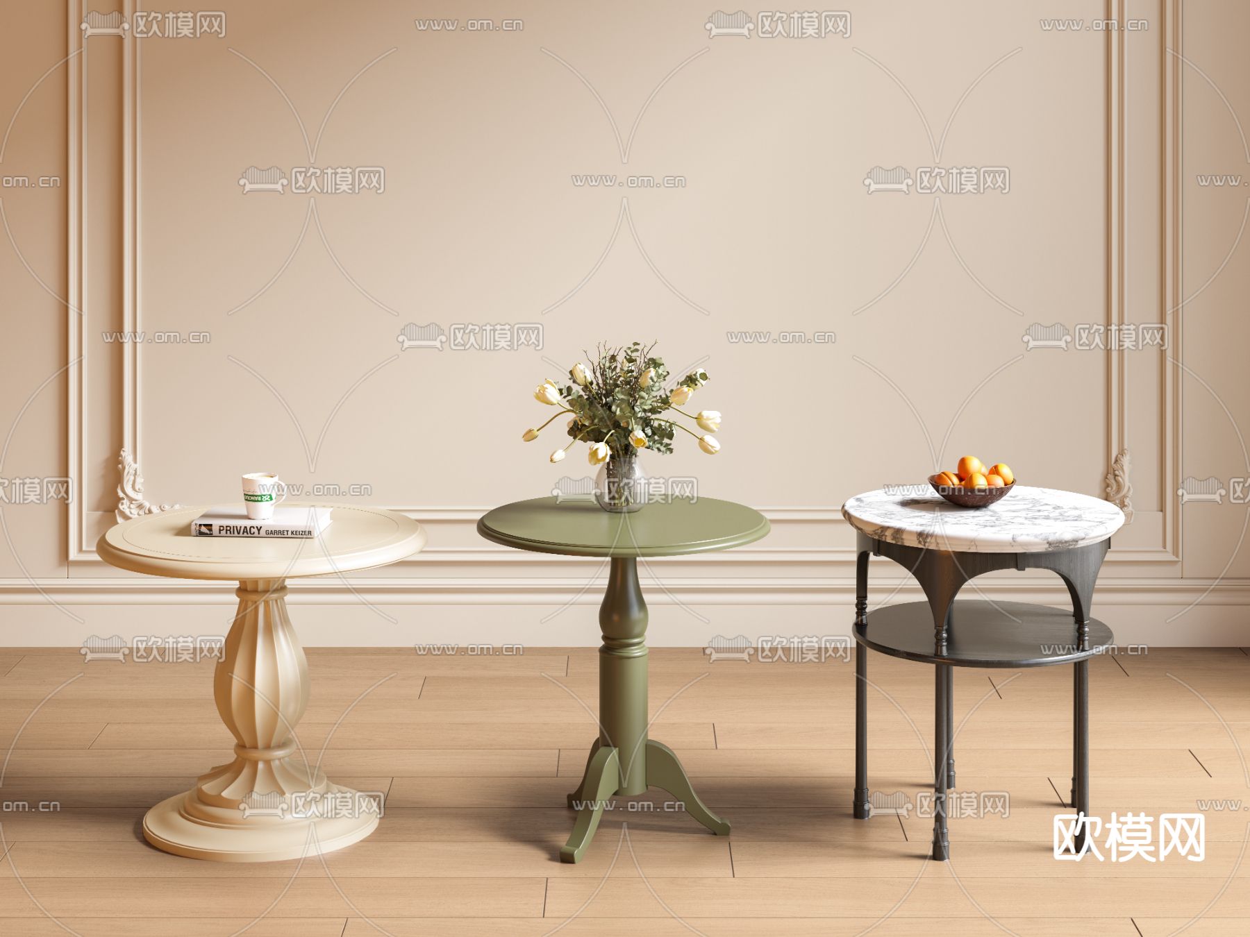 法式边几 角几su模型下载（渲染图2）