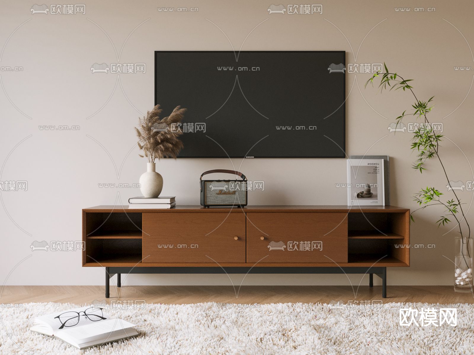 侘寂电视柜3d模型下载